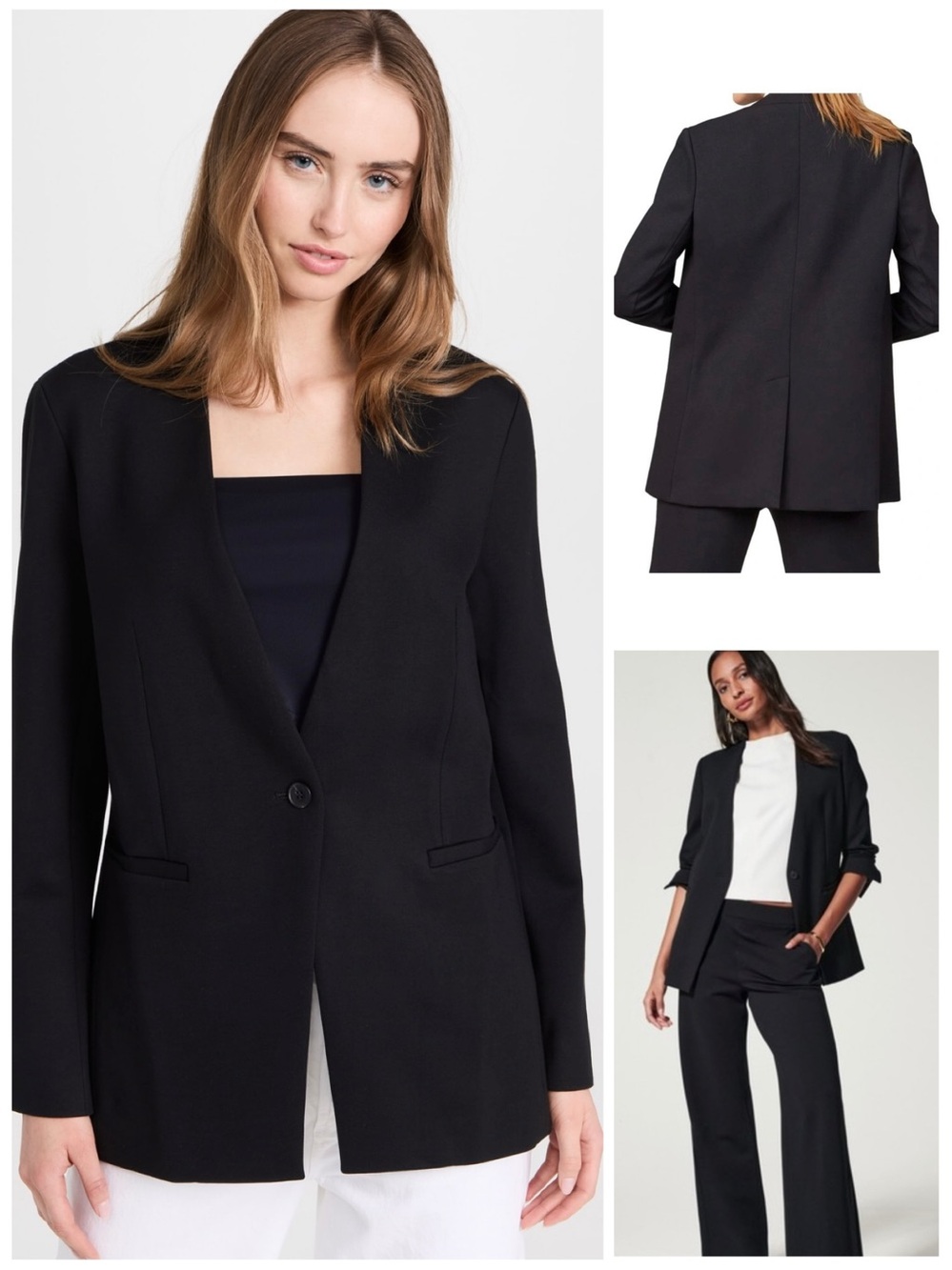 SPANX Perfect Collarless Blazer Classic Black Ponte Jacket Workcore Evening XL